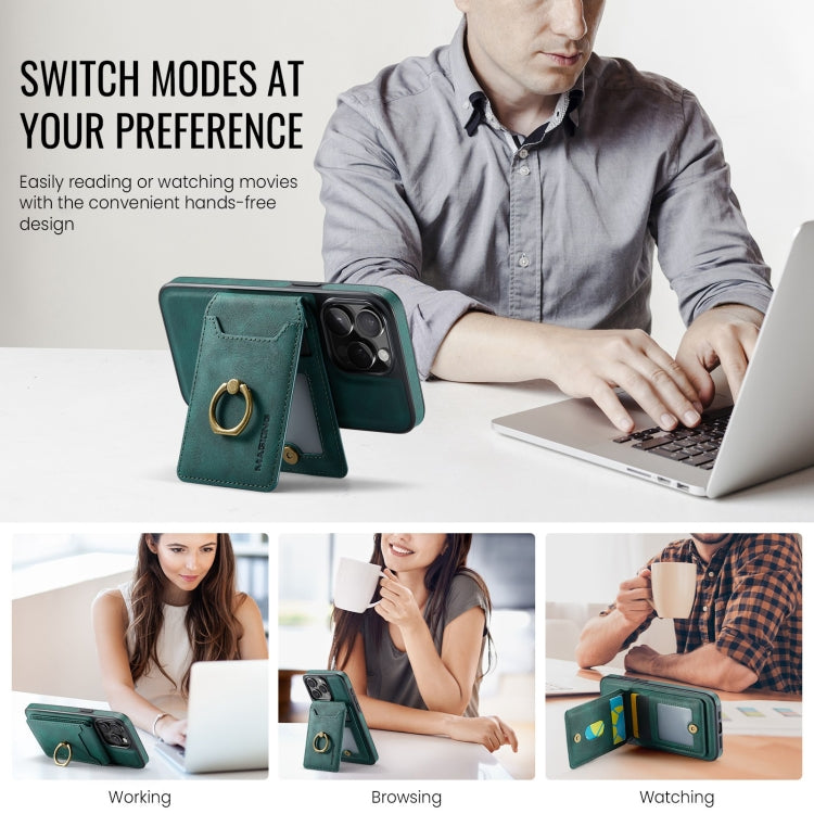 For iPhone 14 DG.MING K1 MagSafe Detachable Wallet RFID Back Cover Phone Case(Green) - free shipping - PMC Jewellery - Order now!