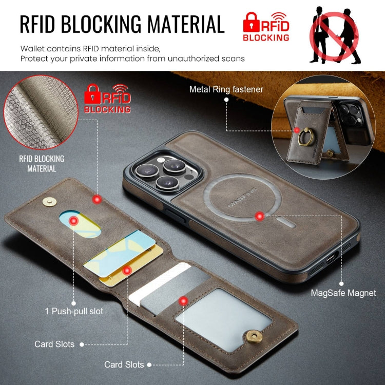 For iPhone 14 Pro Max DG.MING K1 MagSafe Detachable Wallet RFID Back Cover Phone Case(Coffee) - iPhone 14 Pro Max Cases by DG.MING | Online Shopping South Africa | PMC Jewellery | Buy Now Pay Later Mobicred