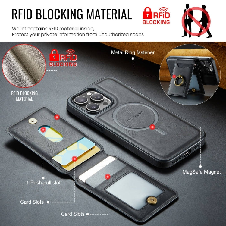 For iPhone 12 Pro DG.MING K1 MagSafe Detachable Wallet RFID Back Cover Phone Case(Black) - iPhone 12 / 12 Pro Cases by DG.MING | Online Shopping South Africa | PMC Jewellery | Buy Now Pay Later Mobicred