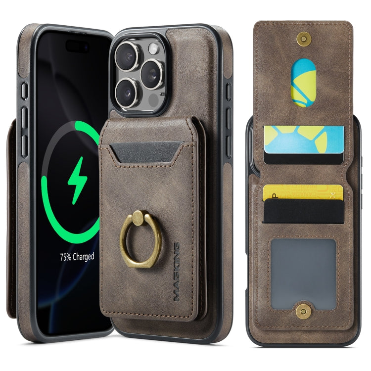 For iPhone 16 Pro Max DG.MING K1 MagSafe Detachable Wallet RFID Back Cover Phone Case(Coffee) - iPhone 16 Pro Max Cases by DG.MING | Online Shopping South Africa | PMC Jewellery | Buy Now Pay Later Mobicred