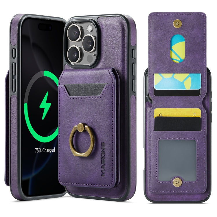 For iPhone 16 Pro DG.MING K1 MagSafe Detachable Wallet RFID Back Cover Phone Case(Purple) - iPhone 16 Pro Cases by DG.MING | Online Shopping South Africa | PMC Jewellery | Buy Now Pay Later Mobicred