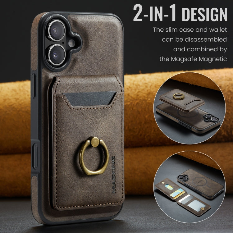 For iPhone 16 Plus DG.MING K1 MagSafe Detachable Wallet RFID Back Cover Phone Case(Coffee) - iPhone 16 Plus Cases by DG.MING | Online Shopping South Africa | PMC Jewellery | Buy Now Pay Later Mobicred