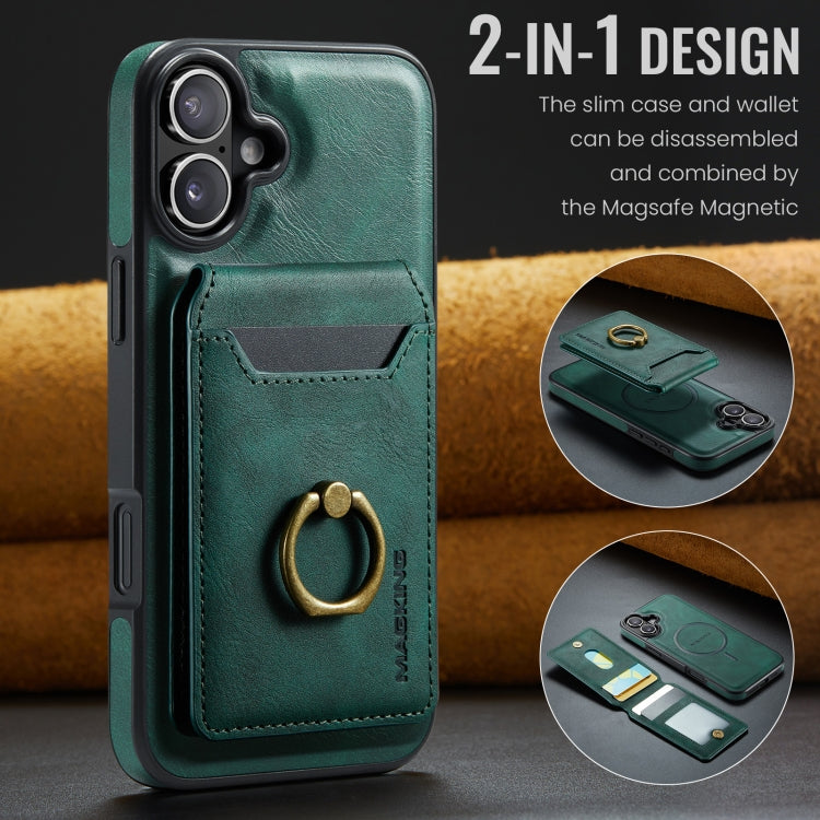 For iPhone 16 DG.MING K1 MagSafe Detachable Wallet RFID Back Cover Phone Case(Green) - iPhone 16 Cases by DG.MING | Online Shopping South Africa | PMC Jewellery | Buy Now Pay Later Mobicred