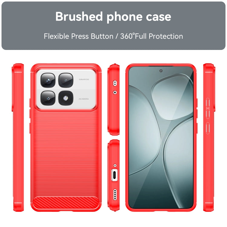 For Redmi K70 Ultra Brushed Texture Carbon Fiber TPU Phone Case(Red) - Xiaomi Cases by PMC Jewellery | Online Shopping South Africa | PMC Jewellery | Buy Now Pay Later Mobicred