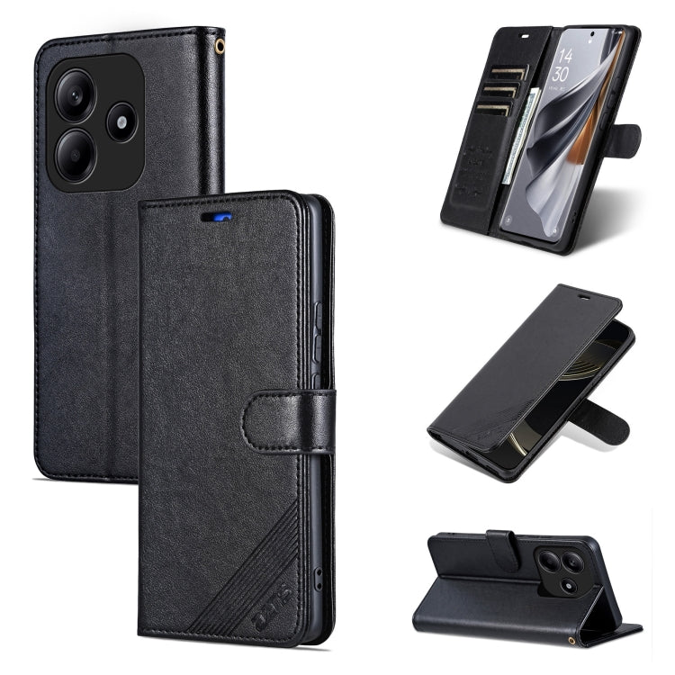 For Redmi Note 14 5G AZNS Sheepskin Texture Flip Leather Phone Case(Black) - Note 14 Cases by AZNS | Online Shopping South Africa | PMC Jewellery | Buy Now Pay Later Mobicred