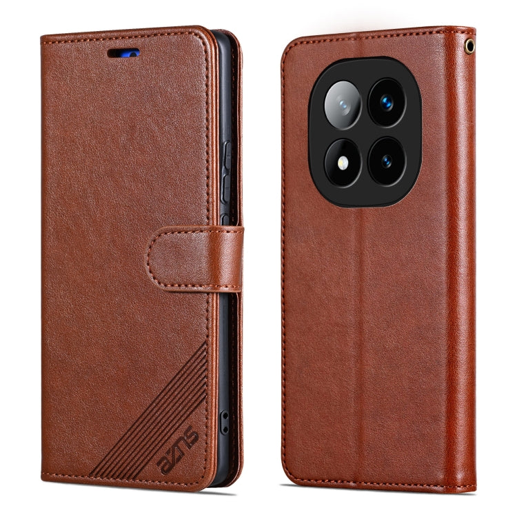 For Redmi Note 14 Pro 5G AZNS Sheepskin Texture Flip Leather Phone Case(Brown) - Note 14 Pro Cases by AZNS | Online Shopping South Africa | PMC Jewellery | Buy Now Pay Later Mobicred