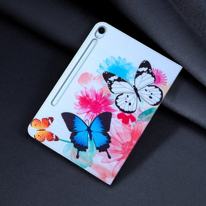 For Samsung Galaxy Tab S9 / S9 FE Colored Drawing Leather Tablet Case(Two Butterflies) - Galaxy Tab S9 Cases by PMC Jewellery | Online Shopping South Africa | PMC Jewellery | Buy Now Pay Later Mobicred