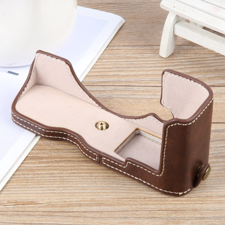 For Nikon ZFC Glossy PU Leather Camera Half Case Base(Coffee) - Half Case by PMC TechLife | Online Shopping South Africa | PMC TechLife | Buy Now Pay Later Mobicred