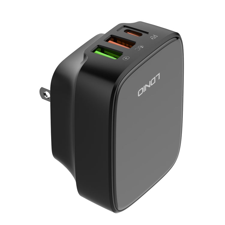 LDNIO Q334 32W Type-C + Dual USB Port Charger with 1m USB-C / Type-C Data Cable, Plug Type:US Plug(Black) - USB Charger by LDNIO | Online Shopping South Africa | PMC Jewellery | Buy Now Pay Later Mobicred