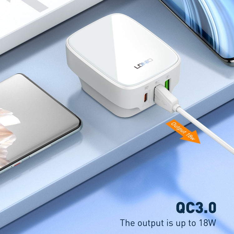 LDNIO Q334 32W Type-C + Dual USB Port Charger with 1m USB-C / Type-C Data Cable, Plug Type:EU Plug(White) - USB Charger by LDNIO | Online Shopping South Africa | PMC Jewellery | Buy Now Pay Later Mobicred