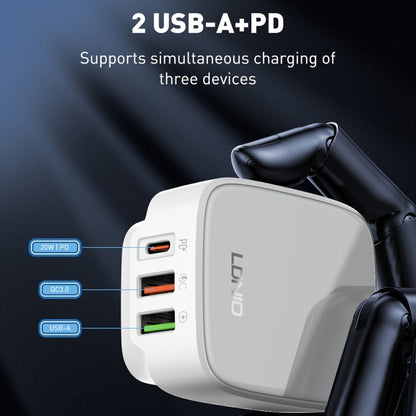 LDNIO Q334 32W Type-C + Dual USB Port Charger with 1m USB-C / Type-C Data Cable, Plug Type:UK Plug(Black) - USB Charger by LDNIO | Online Shopping South Africa | PMC Jewellery | Buy Now Pay Later Mobicred