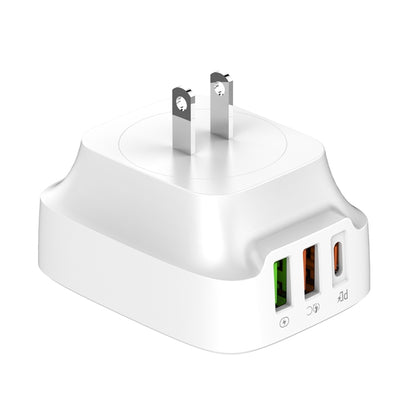 LDNIO Q334 32W Type-C + Dual USB Port Charger with 1m USB-C / Type-C to 8 Pin Data Cable, Plug Type:US Plug(White) - USB Charger by LDNIO | Online Shopping South Africa | PMC Jewellery | Buy Now Pay Later Mobicred