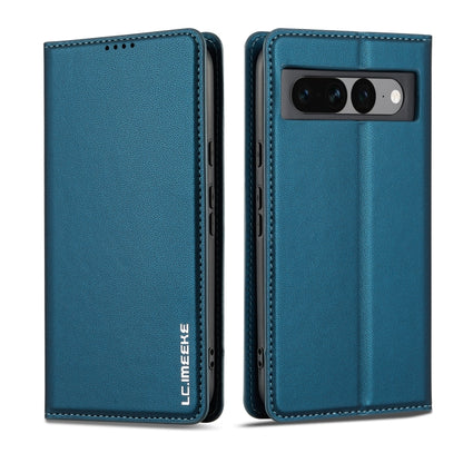 For Google Pixel 7 Pro 5G LC.IMEEKE L1 Series Frosted Fine Texture PU Phone Case(Blue) - Google Cases by LC.IMEEKE | Online Shopping South Africa | PMC Jewellery | Buy Now Pay Later Mobicred