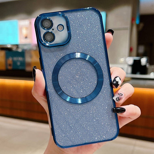 For iPhone 16 Plus Electroplating Pure Color Glitter Powder MagSafe Phone Case(Dark Blue) - iPhone 16 Plus Cases by PMC Jewellery | Online Shopping South Africa | PMC Jewellery | Buy Now Pay Later Mobicred