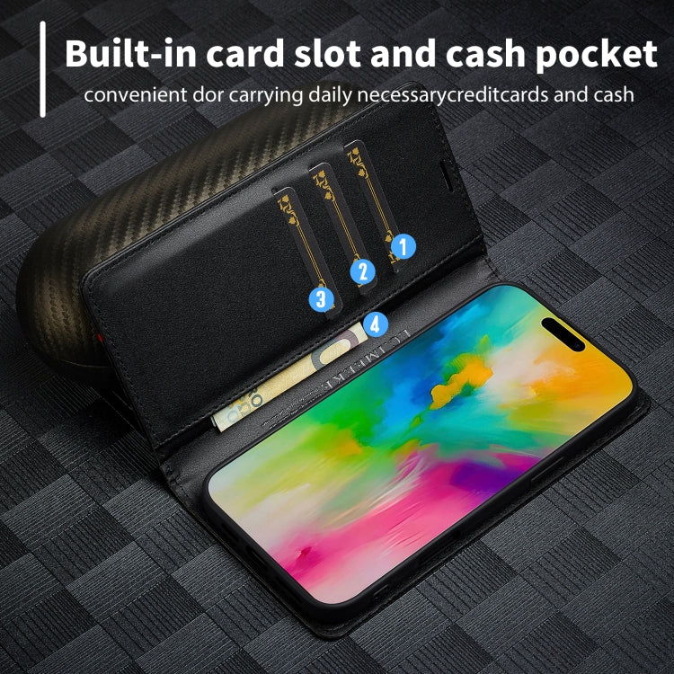 For iPhone 16 LC.IMEEKE Carbon Fiber Leather Phone Case(Horizontal Black) - free shipping - PMC Jewellery - Order now!