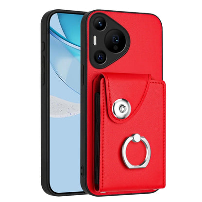 For Huawei Pura 70 Pro / 70 Pro+ Organ Card Bag Ring Holder Phone Case(Red) - Huawei Cases by PMC Jewellery | Online Shopping South Africa | PMC Jewellery | Buy Now Pay Later Mobicred