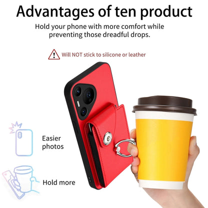 For Huawei Pura 70 Pro / 70 Pro+ Organ Card Bag Ring Holder Phone Case(Red) - Huawei Cases by PMC Jewellery | Online Shopping South Africa | PMC Jewellery | Buy Now Pay Later Mobicred