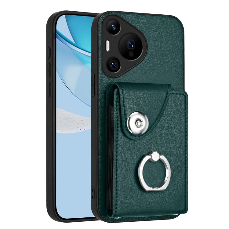 For Huawei Pura 70 Pro / 70 Pro+ Organ Card Bag Ring Holder Phone Case(Green) - Huawei Cases by PMC Jewellery | Online Shopping South Africa | PMC Jewellery | Buy Now Pay Later Mobicred