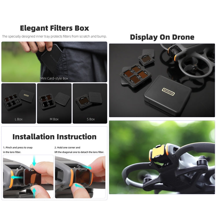 For DJI Avata 2 Sunnylife Camera Lens Filter, Filter:ND16 - free shipping - PMC TechLife - Order now!
