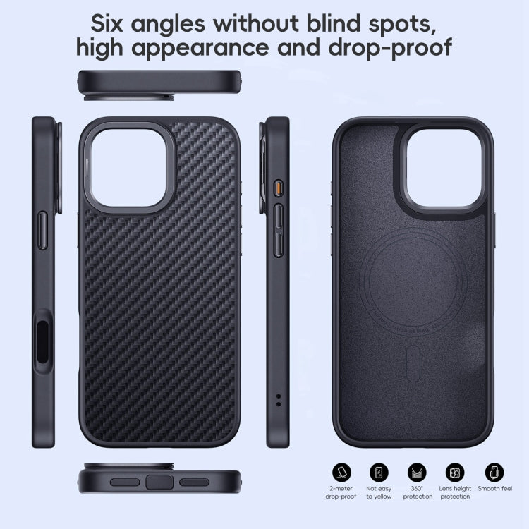 For iPhone 16 Plus Carbon Fiber Kevlar Lens Holder MagSafe Magnetic Phone Case(Black) - iPhone 16 Plus Cases by PMC Jewellery | Online Shopping South Africa | PMC Jewellery | Buy Now Pay Later Mobicred