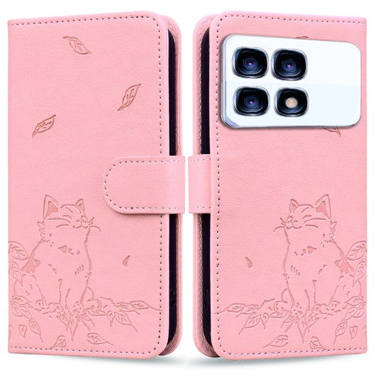 For Redmi K70 Ultra Cute Cat Embossed Leather Phone Case(Pink) - Xiaomi Cases by PMC Jewellery | Online Shopping South Africa | PMC Jewellery | Buy Now Pay Later Mobicred