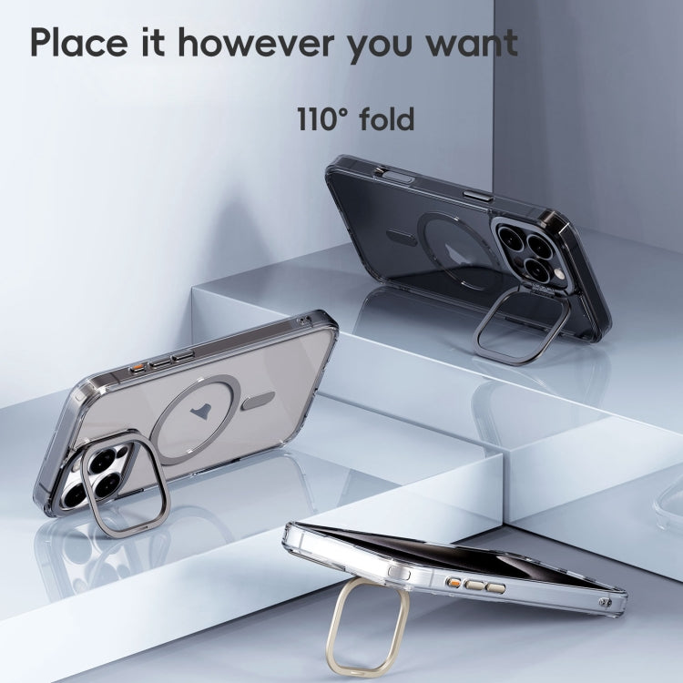 For iPhone 16 Mirror Crystal Clear Lens Holder MagSafe Magnetic Phone Case(Transparent Black) - iPhone 16 Cases by PMC Jewellery | Online Shopping South Africa | PMC Jewellery | Buy Now Pay Later Mobicred