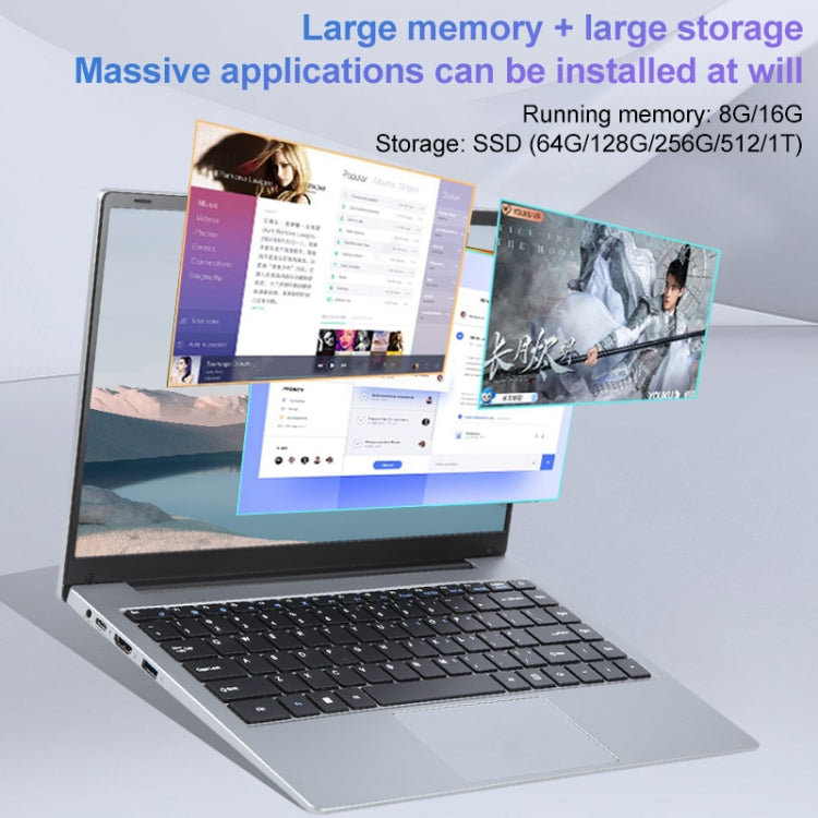 14 inch Windows 11 Laptop, 16GB+512GB, Gen 4th Intel Core i3 CPU, 180 Degree Rotation Axis(Silver) - Others by PMC Jewellery | Online Shopping South Africa | PMC Jewellery | Buy Now Pay Later Mobicred