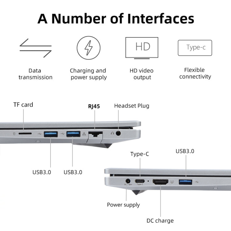 14 inch Windows 11 Laptop, 8GB+128GB, Gen 5th Intel Core i3 CPU, 180 Degree Rotation Axis(Silver) - Others by PMC Jewellery | Online Shopping South Africa | PMC Jewellery | Buy Now Pay Later Mobicred