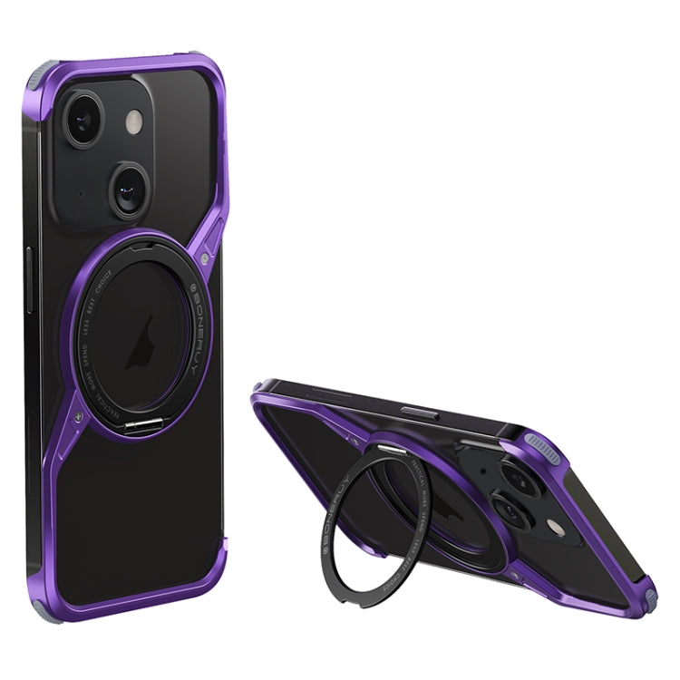 For iPhone 15 Frameless Rotation Holder Magsafe Metal Phone Case(Dark Purple) - iPhone 15 Cases by PMC Jewellery | Online Shopping South Africa | PMC Jewellery | Buy Now Pay Later Mobicred