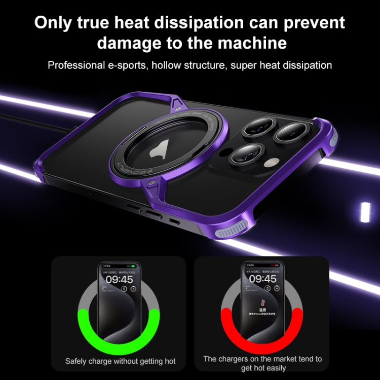 For iPhone 16 Pro Frameless Rotation Holder Magsafe Metal Phone Case(Dark Purple) - iPhone 16 Pro Cases by PMC Jewellery | Online Shopping South Africa | PMC Jewellery | Buy Now Pay Later Mobicred