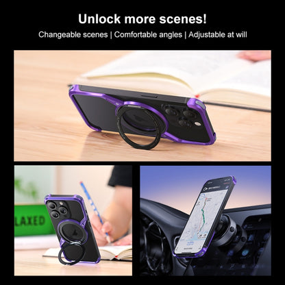 For iPhone 15 Pro Max Frameless Rotation Holder Magsafe Metal Phone Case(Dark Purple) - iPhone 15 Pro Max Cases by PMC Jewellery | Online Shopping South Africa | PMC Jewellery | Buy Now Pay Later Mobicred