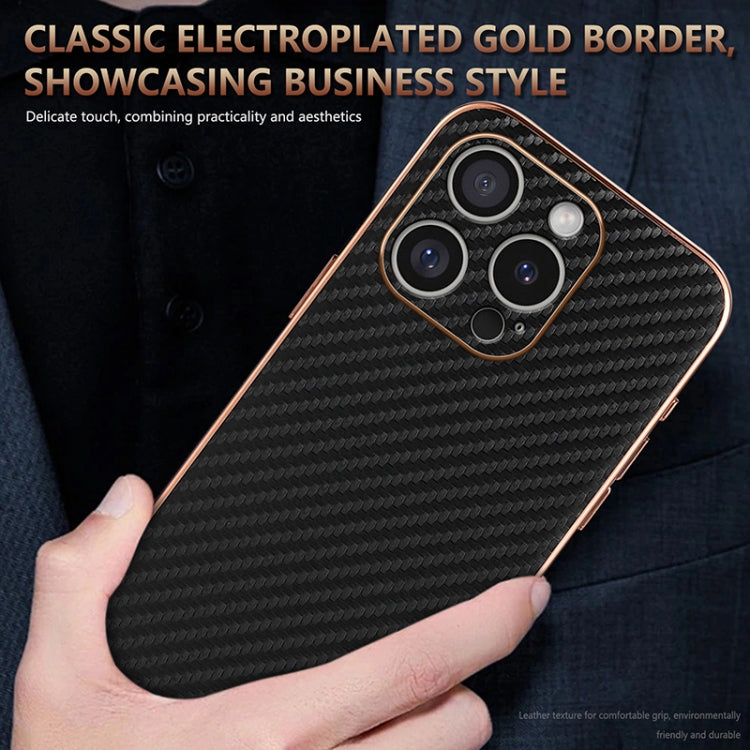 For iPhone 16 Pro Max AZNS Electroplated Edge Carbon Fiber Texture Phone Case(Black) - iPhone 16 Pro Max Cases by AZNS | Online Shopping South Africa | PMC Jewellery | Buy Now Pay Later Mobicred