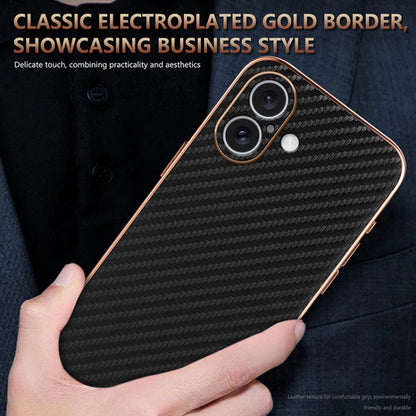 For iPhone 16 Plus AZNS Electroplated Edge Carbon Fiber Texture Phone Case(Blue) - iPhone 16 Plus Cases by AZNS | Online Shopping South Africa | PMC Jewellery | Buy Now Pay Later Mobicred