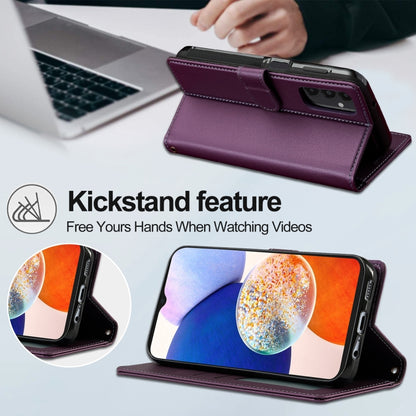 For Samsung Galaxy A14 4G / A14 5G LC.IMEEKE L2 Series Detachable Magsafe PU Phone Case with Lanyard(Purple) - Galaxy Phone Cases by LC.IMEEKE | Online Shopping South Africa | PMC Jewellery | Buy Now Pay Later Mobicred