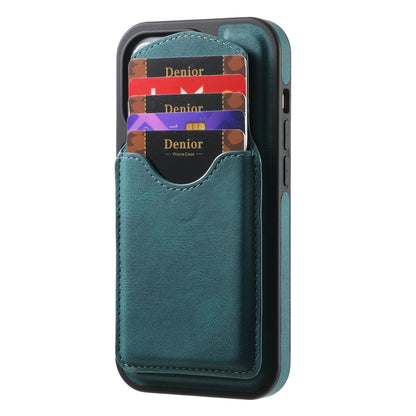 For iPhone 16 Pro Denior D20 Skin Feel MagSafe Holder Detachable Card Slot Phone Case(Blue) - iPhone 16 Pro Cases by Denior | Online Shopping South Africa | PMC Jewellery | Buy Now Pay Later Mobicred