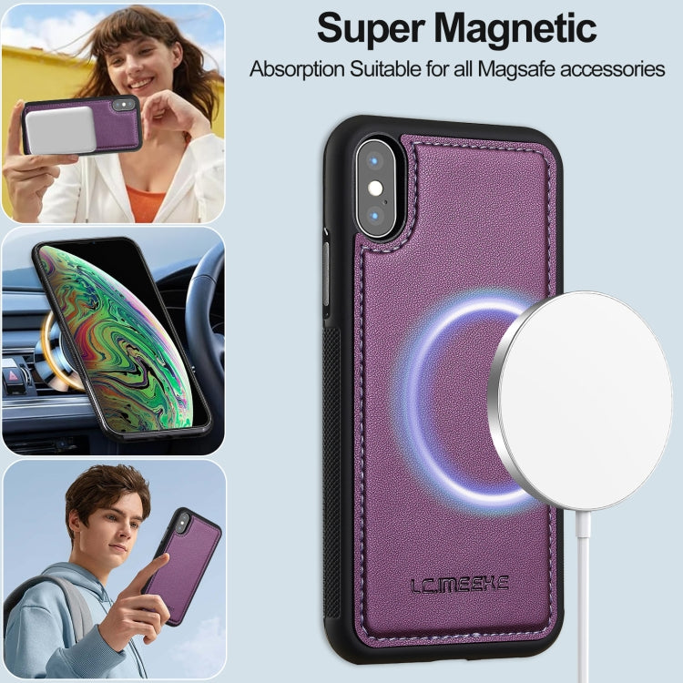 For iPhone X / XS LC.IMEEKE L2 Series Detachable Magsafe PU Phone Case with Lanyard(Purple) - More iPhone Cases by LC.IMEEKE | Online Shopping South Africa | PMC Jewellery | Buy Now Pay Later Mobicred