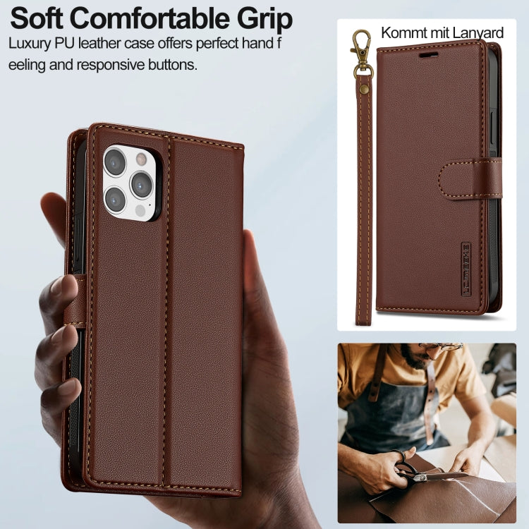 For iPhone 12 Pro Max LC.IMEEKE L2 Series Detachable Magsafe PU Phone Case with Lanyard(Brown) - iPhone 12 Pro Max Cases by LC.IMEEKE | Online Shopping South Africa | PMC Jewellery | Buy Now Pay Later Mobicred