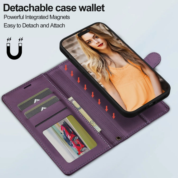 For iPhone 13 Pro Max LC.IMEEKE L2 Series Detachable Magsafe PU Phone Case with Lanyard(Purple) - iPhone 13 Pro Max Cases by LC.IMEEKE | Online Shopping South Africa | PMC Jewellery | Buy Now Pay Later Mobicred