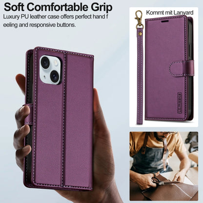 For iPhone 13 LC.IMEEKE L2 Series Detachable Magsafe PU Phone Case with Lanyard(Purple) - iPhone 13 Cases by LC.IMEEKE | Online Shopping South Africa | PMC Jewellery | Buy Now Pay Later Mobicred