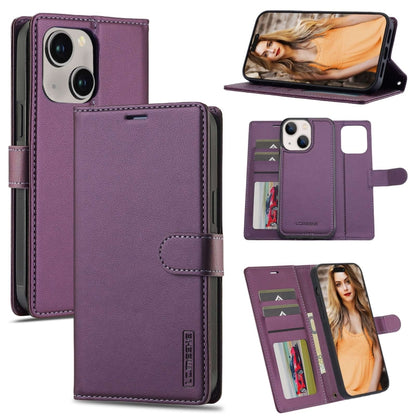 For iPhone 14 LC.IMEEKE L2 Series Detachable Magsafe PU Phone Case with Lanyard(Purple) - iPhone 14 Cases by LC.IMEEKE | Online Shopping South Africa | PMC Jewellery | Buy Now Pay Later Mobicred