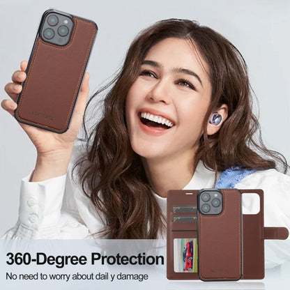 For iPhone 16 Pro LC.IMEEKE L2 Series Detachable Magsafe PU Phone Case with Lanyard(Brown) - iPhone 16 Pro Cases by LC.IMEEKE | Online Shopping South Africa | PMC Jewellery | Buy Now Pay Later Mobicred