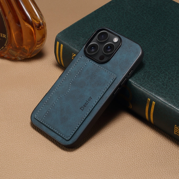 For iPhone 16 Plus Denior D08 PU Single Card Slot Holder Phone Case(Blue) - free shipping - PMC Jewellery - Order now!