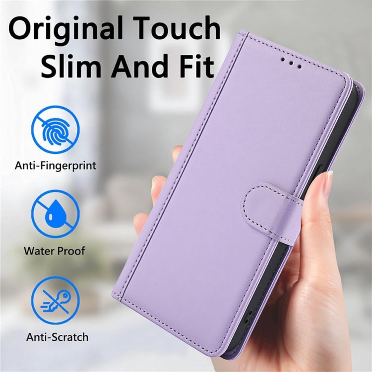 For Samsung Galaxy S25 Ultra 5G Skin Feel Pure Color Card Slots Leather Phone Case with Dual Lanyard(Purple) - Galaxy S25 Ultra 5G Cases by PMC Jewellery | Online Shopping South Africa | PMC Jewellery | Buy Now Pay Later Mobicred