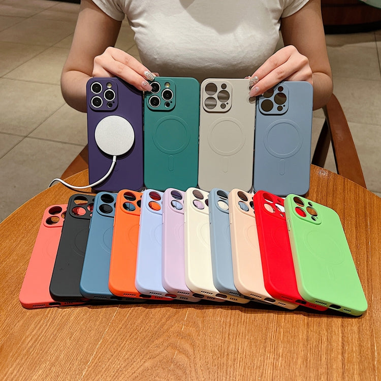 For iPhone 16e Solid Color Liquid Silicone MagSafe Magnetic Phone Case(Grey) - iPhone 16e Cases by PMC TechLife | Online Shopping South Africa | PMC TechLife | Buy Now Pay Later Mobicred