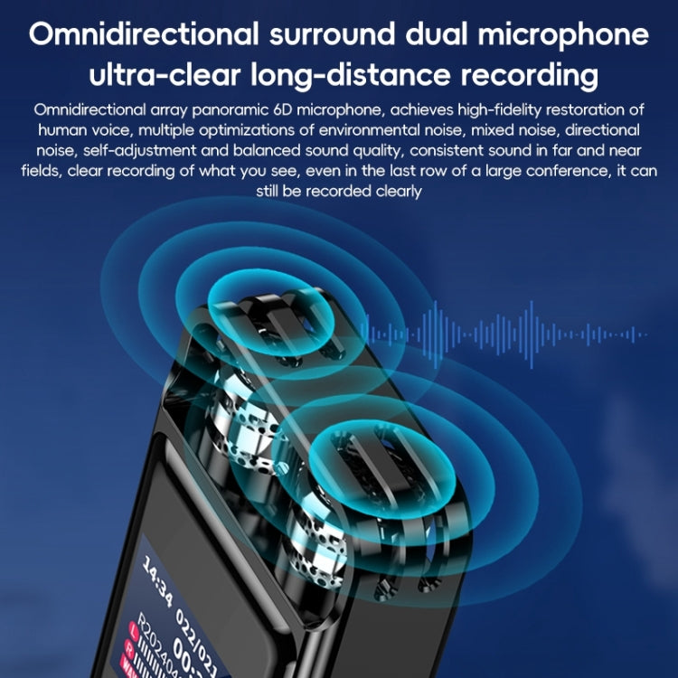 ZD43B Omnidirectional Dual Mic Smart Noise Reduction Voice Recorder, Memory:64GB(Black) - Recording Pen by PMC Jewellery | Online Shopping South Africa | PMC Jewellery | Buy Now Pay Later Mobicred