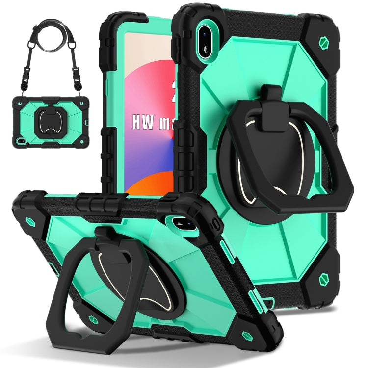 For Huawei Matepad SE 11 2024 Contrast Color Robot Silicone Hybrid PC Tablet Case(Black Mint Green) - Huawei by PMC Jewellery | Online Shopping South Africa | PMC Jewellery | Buy Now Pay Later Mobicred