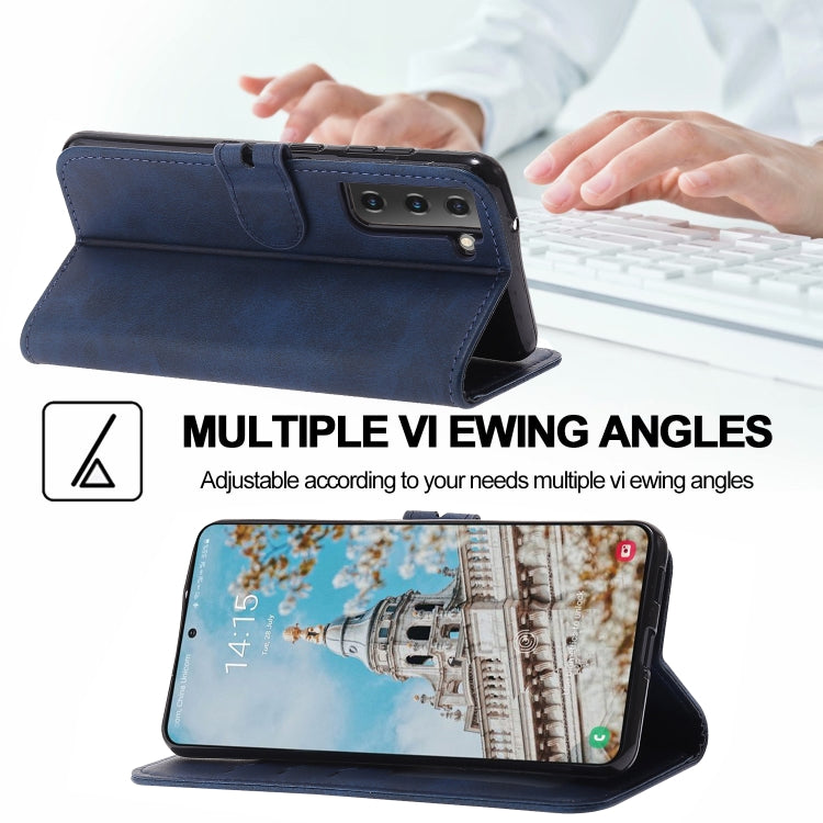 For Samsung Galaxy S25+ 5G Embossed Happy Cat Pattern Flip Leather Phone Case(Blue) - Galaxy S25+ 5G Cases by PMC Jewellery | Online Shopping South Africa | PMC Jewellery | Buy Now Pay Later Mobicred