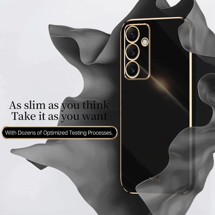 For Samsung Galaxy S24 FE 5G XINLI Straight 6D Plating Gold Edge TPU Phone Case(Black) - Galaxy S24 FE 5G Cases by XINLI | Online Shopping South Africa | PMC Jewellery | Buy Now Pay Later Mobicred