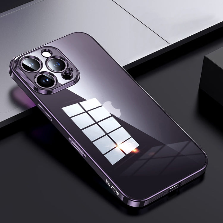 For iPhone 16 Pro SULADA Shine Through Series Plating TPU Transparent Phone Case(Dark Purple) - iPhone 16 Pro Cases by SULADA | Online Shopping South Africa | PMC Jewellery | Buy Now Pay Later Mobicred