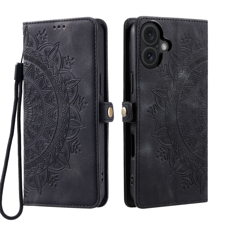 For iPhone 16 Skin Feel Totem Embossed Leather Phone Case(Black) - iPhone 16 Cases by PMC Jewellery | Online Shopping South Africa | PMC Jewellery | Buy Now Pay Later Mobicred